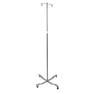 Drive Economy Removable Top I. V. Pole, 2 Hook Top, Silver Vein — for Medical Equipment in Clinical and Institutional Care