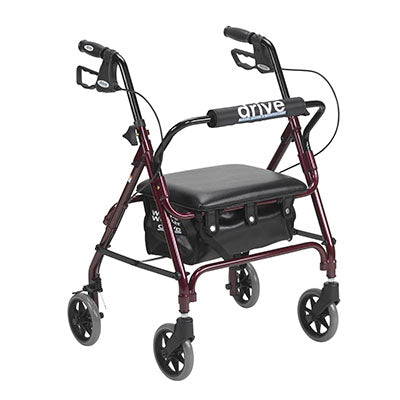 Drive Junior Rollator Rolling Walker with Padded Seat, Red — for Safe and Supported Mobility