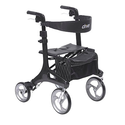 Drive Nitro Elite CF Carbon Fiber Rollator Rolling Walker, Black — for Safe and Supported Mobility