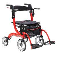 Drive Nitro Duet Dual Function Transport Wheelchair and Rollator Rolling Walker, Red — for Safe and Supported Mobility