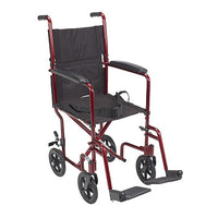 Drive Lightweight Transport Wheelchair, 19" Seat, Red — for Strength Training and Rehabilitation
