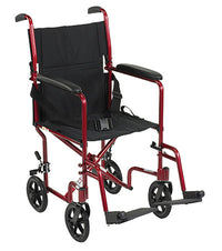 Drive Lightweight Transport Wheelchair, 19" Seat, Red — for Strength Training and Rehabilitation