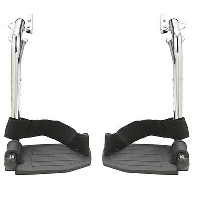 Drive Chrome Swing Away Footrests with Aluminum Footplates, 1 Pair — for Mobility and Patient Transport