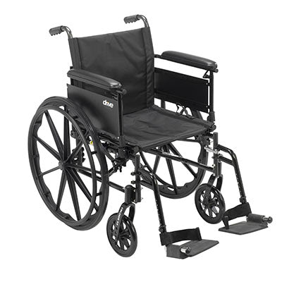 Drive Cruiser X4 Lightweight Dual Axle Wheelchair with Adjustable Detachable Arms, Full Arms, Swing Away Footrests, 20" Seat — for Strength Training and Rehabilitation