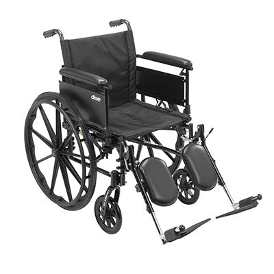 Drive Cruiser X4 Lightweight Dual Axle Wheelchair with Adjustable Detachable Arms, Full Arms, Elevating Leg Rests, 16" Seat — for Strength Training and Rehabilitation