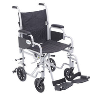 Drive Poly Fly Light Weight Transport Chair Wheelchair with Swing away Footrests, 18" Seat — for Strength Training and Rehabilitation