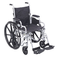 Drive Poly Fly Light Weight Transport Chair Wheelchair with Swing away Footrests, 18" Seat — for Strength Training and Rehabilitation