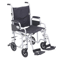 Drive Poly Fly Light Weight Transport Chair Wheelchair with Swing away Footrests, 18" Seat — for Strength Training and Rehabilitation