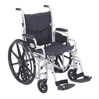 Drive Poly Fly Light Weight Transport Chair Wheelchair with Swing away Footrests, 18" Seat — for Strength Training and Rehabilitation