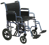 Drive Bariatric Heavy Duty Transport Wheelchair with Swing Away Footrest, 20" Seat, Blue — for Mobility and Patient Transport