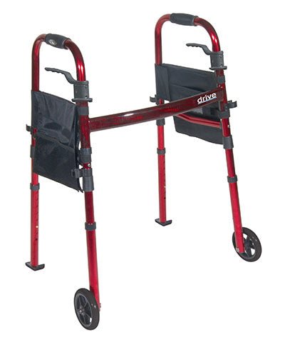 Drive Portable Folding Travel Walker with 5" Wheels and Fold up Legs — for Safe and Supported Mobility