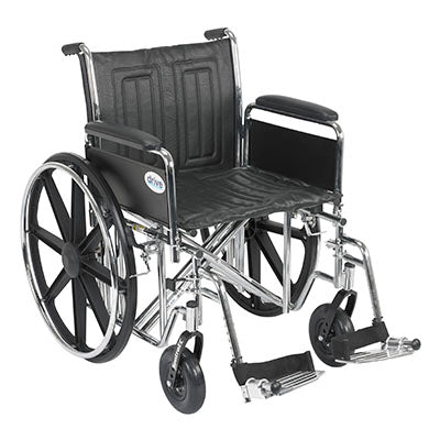 Drive Sentra EC Heavy Duty Wheelchair, Detachable Full Arms, Swing away Footrests, 20" Seat — for Mobility and Patient Transport