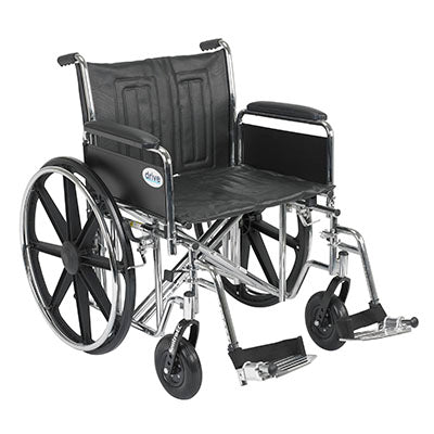 Drive Sentra EC Heavy Duty Wheelchair, Detachable Full Arms, Swing away Footrests, 22" Seat — for Mobility and Patient Transport