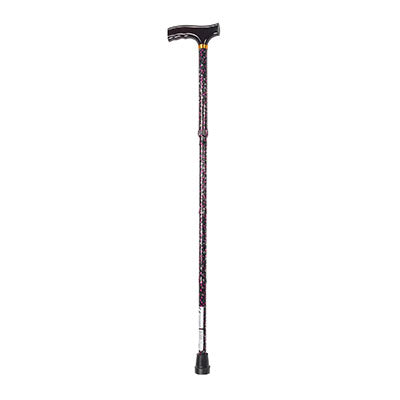 Drive Lightweight Adjustable Folding Cane with T Handle, Black Floral — for Strength Training and Rehabilitation