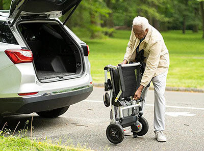 Journey Zoomer Folding Power Chair, One-Handed Control, Blue, FDA Listed — for Mobility and Patient Transport