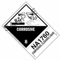 JJ Keller Numbered Panel Proper Shipping Name Labels-Class 8-Corrosive, NA 1760, Compounds, Cleaning Liquid (Pack of 500)