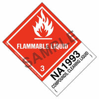 JJ Keller Numbered Panel Proper Shipping Name Labels - Class 3, Compounds - Cleaning Liquid NA 1993 (Pack of 500)