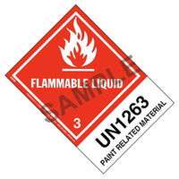 JJ Keller Numbered Panel Proper Shipping Name Labels - Class 3, Flammable Liquid - Paint-Related Material UN 1263 (Pack of 500)