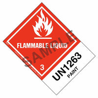 JJ Keller Numbered Panel Proper Shipping Name Labels - Class 3, Flammable Liquid - Paint UN 1263