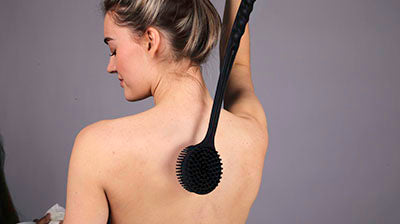 FabLife Shower Scrubber Brush, Black — for Safe Bathing and Hygiene