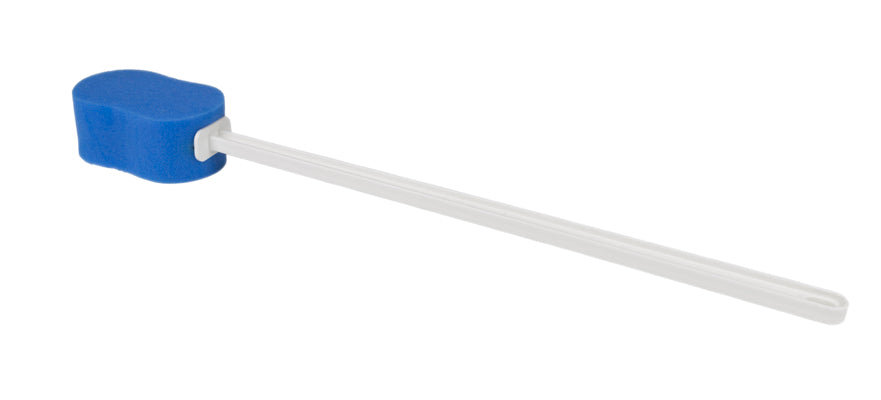 FabLife Back scrubber, 22 inch straight handle, 5 x 3 inch hourglass sponge — for Safe Bathing and Hygiene