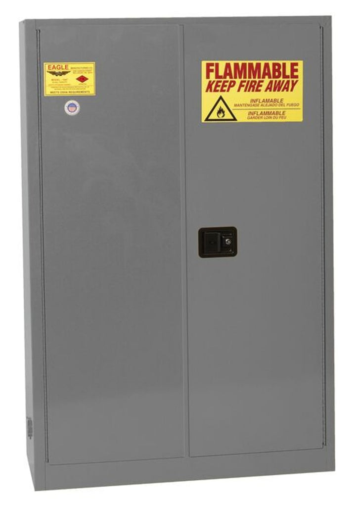 Justrite 3010X Flammable Liquid Cabinet 1 Shelf 2 Door Self Close, 30 Gallon