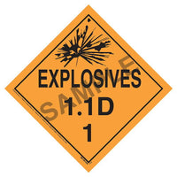 JJ Keller Division 1.1D Explosives Placard - Worded