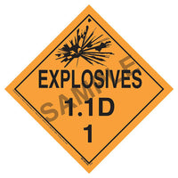 JJ Keller Division 1.1D Explosives Placard - Worded, .024" Aluminum