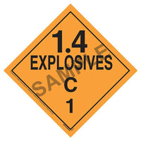 JJ Keller Division 1.4C Explosives Placard - Worded, .024" Aluminum