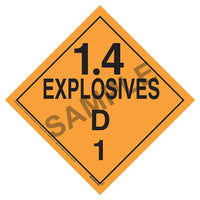 JJ Keller Division 1.4D Explosives Placard - Worded, .024" Aluminum