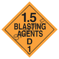 JJ Keller Division 1.5D Explosives Placard - Worded
