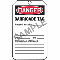 J.J. Keller Danger: Barricade Tag - OSHA
