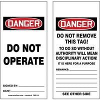 JJ Keller Danger: Do Not Operate - OSHA Safety Tag: Tags By-The-Roll