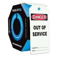 JJ Keller Danger: Out Of Service - OSHA Safety Tag: Tags By-The-Roll