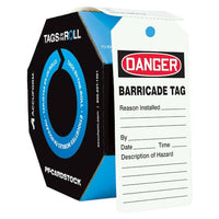 JJ Keller Danger: Barricade Tag - OSHA Safety Tag: Tags By-The-Roll