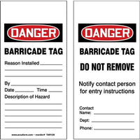 JJ Keller Danger: Barricade Tag - OSHA Safety Tag: Tags By-The-Roll