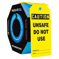 JJ Keller Caution: Unsafe Do Not Use - OSHA Safety Tag: Tags By-The-Roll