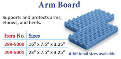 Global Medical Foam Arm Board Pad, 16"W x 7.5"D x 3.25"H, Case of 10 — for Elevated Positioning and Comfort