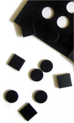 Dycem non-slip self-adhesive feet (5/8" diameter) 12 each, black — for Exercise and Therapy Floor Work