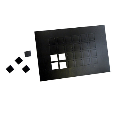 Dycem non-slip self-adhesive squares, 1/2" each, 24/sheet, black — for Exercise and Therapy Floor Work