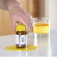 Dycem non-slip cone-shaped bottle opener, yellow — for Exercise and Therapy Floor Work