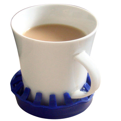 Dycem non-slip molded cup/can/glass holder (3-1/2" diameter), blue — for Exercise and Therapy Floor Work