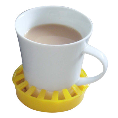 Dycem non-slip molded cup/can/glass holder (3-1/2" diameter), yellow — for Exercise and Therapy Floor Work