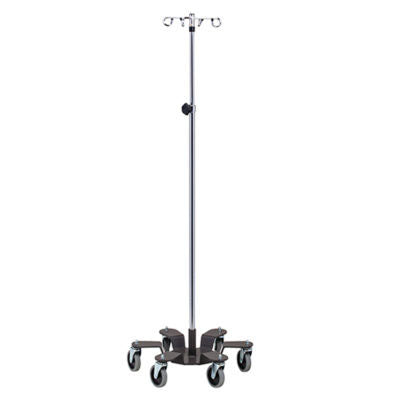 Clinton 4-Hook IV Pole, Heavy Base Infusion Pump Stand, 6-Leg — for Medical Equipment in Clinical and Institutional Care