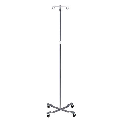Clinton Economy 2-Hook IV Pole, 4-Leg — for Medical Equipment in Clinical and Institutional Care