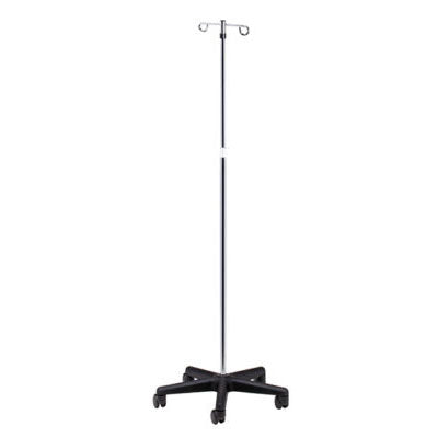 Clinton Economy 2-Hook IV Pole, Nylon base, 5-Leg — for Medical Equipment in Clinical and Institutional Care