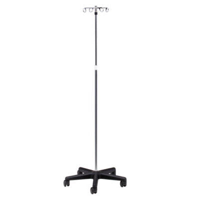 Clinton Economy 4-Hook IV Pole, Nylon base, 5-Leg — for Medical Equipment in Clinical and Institutional Care