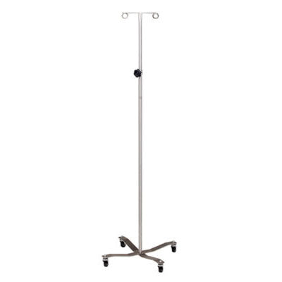 Clinton Economy IV Pole, Welded 2-Hook Top, Stainless Steel — for Medical Equipment in Clinical and Institutional Care