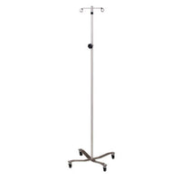 Clinton Economy IV Pole, Detachable 2-Hook Top, Stainless Steel — for Medical Equipment in Clinical and Institutional Care