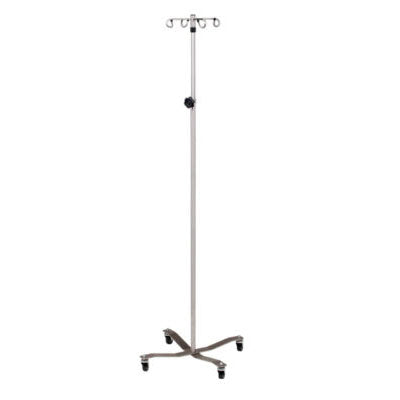 Clinton Economy IV Pole, Detachable 4-Hook Top, Stainless Steel — for Medical Equipment in Clinical and Institutional Care